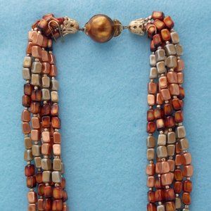Fabulous MCM Bronze, Gold Lucite Torsade Necklace